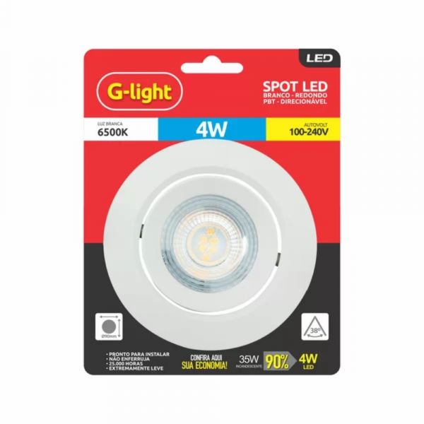 Luminária Sport Led Redondo 4W 6500K G-Ligth