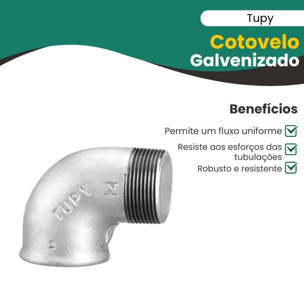 Cotovelo Galvanizado 90° NPT Macho-Fêmea 3/4