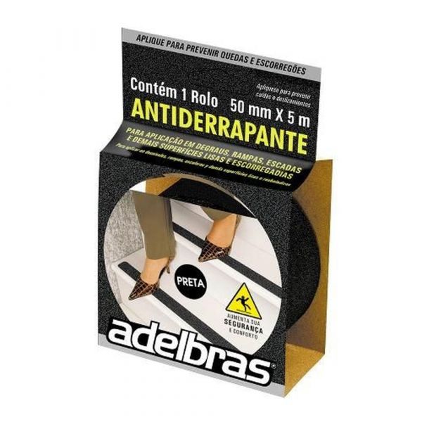 Fita Antiderrapante 50mm x 5m Preta Adelbras