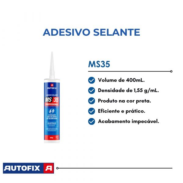 Adesivo Selante Preto MS35 400g Autofix