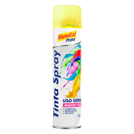 Tinta Spray Amarelo Luminosa 400ml- Mundial Prime