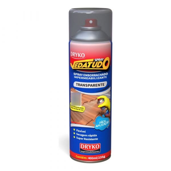 Spray Impermeabilizante Emborrachado Vedatudo Transparente 400ml Dryko