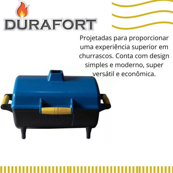 Churrasqueira Gold De Alumínio Com Tampa Azul  Durafort