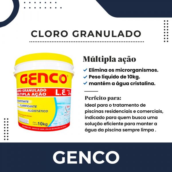 Cloro Granulado Múltipla Ação 10kg Genco