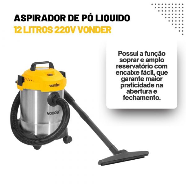 Aspirador De Pó Liquido 12 Litros 220V Vonder