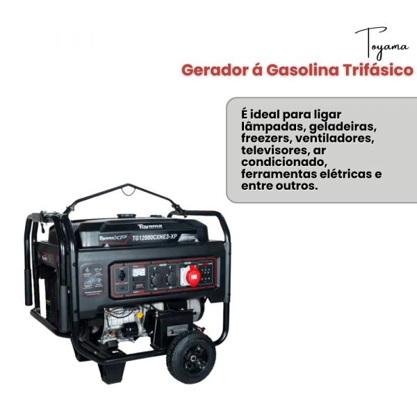 Gerador á Gasolina Trifásico 13KVA TG12000CXNE3-XP 380V Toyama