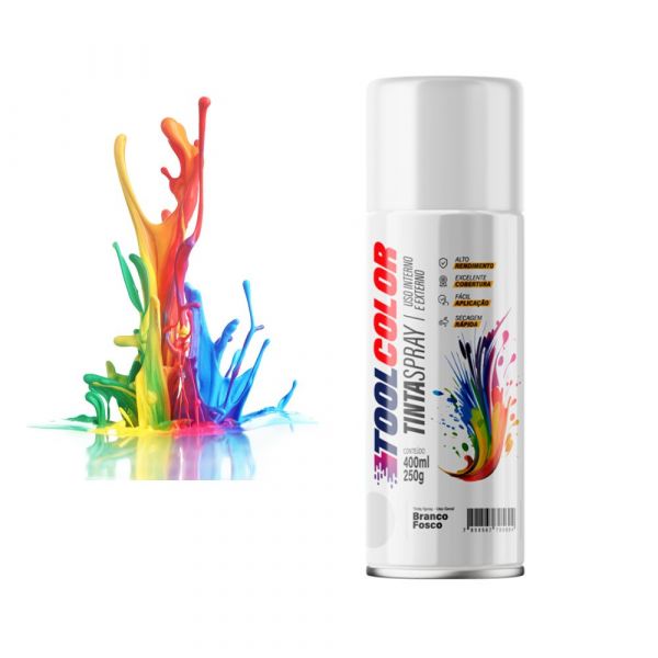 Tinta Spray Branco Brilhante 400ml Toolcolor