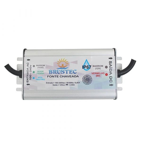 Fonte de Alimentação Blindada 12V 3A 36W Brustec