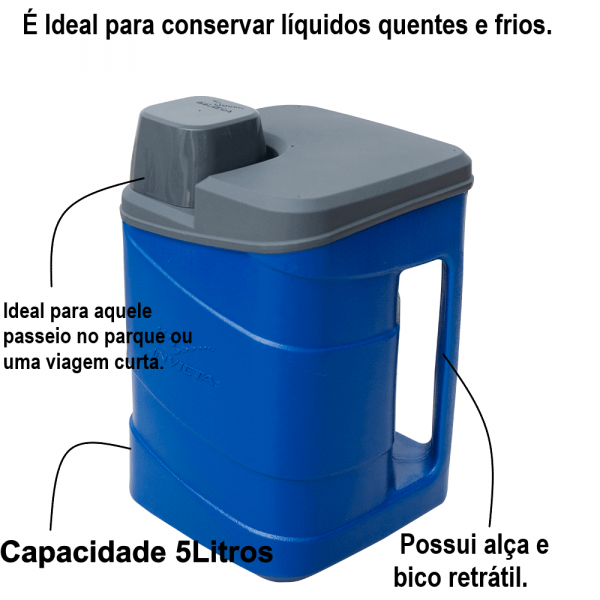 Garrafa Térmica Botijão Azul 5 Litros - Invicta em Promoção na RJ EPI
