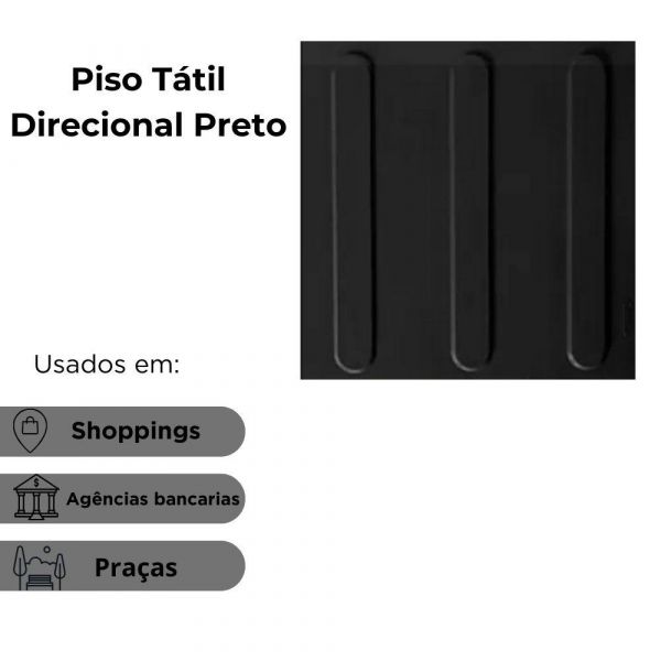 Piso Tátil Direcional Preto Wat