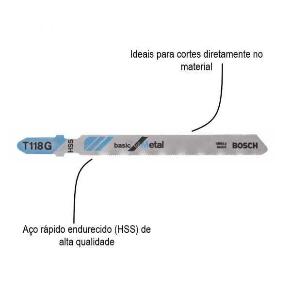 Lâmina serra tico tico Bosch T118G Basic for Metal