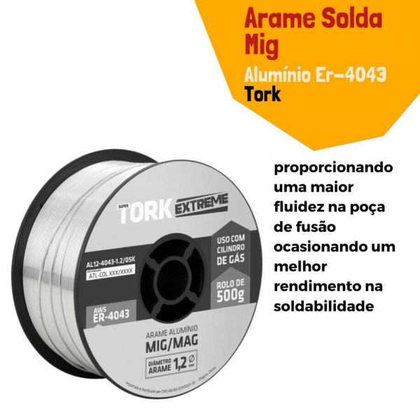 Arame Solda Mig 1,2mm 1kg Alumínio ER-4043 Tork