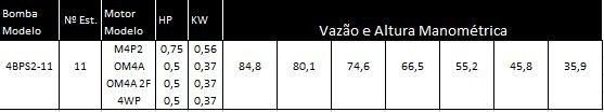 Bombeador  4BPS2F 1,0cv 11 Estágios Ebara