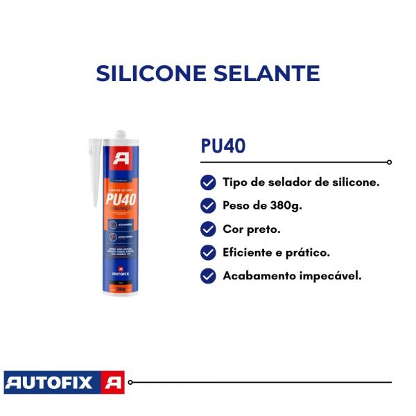 Silicone PU40 Flex Preto 380g Autofix