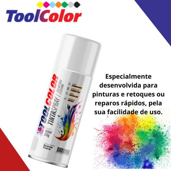 Tinta Spray Branco Brilhante 400ml Toolcolor