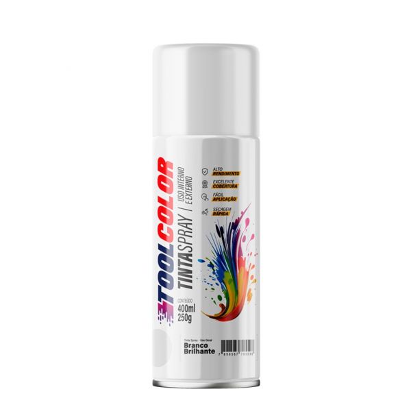 Tinta Spray Branco Brilhante 400ml Toolcolor