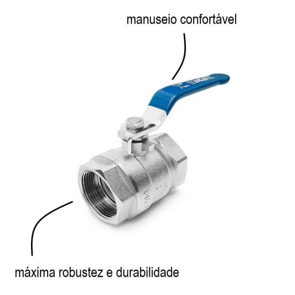 Válvula Esfera Monobloco 1.1/2” Corpo Latão 435 Psi Mga