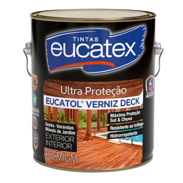 Verniz Eucatol Deck Premium Natural Semi Brilhante 3,6 Litros Eucatex